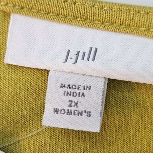 NEW J. Jill Tunic Top Size 2X Chartreuse Floral Embroidered Boho Tiny Flaw - Picture 11 of 13